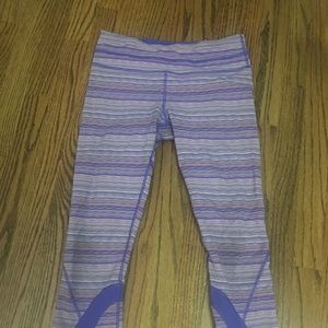 Lululemon purple striped capris.